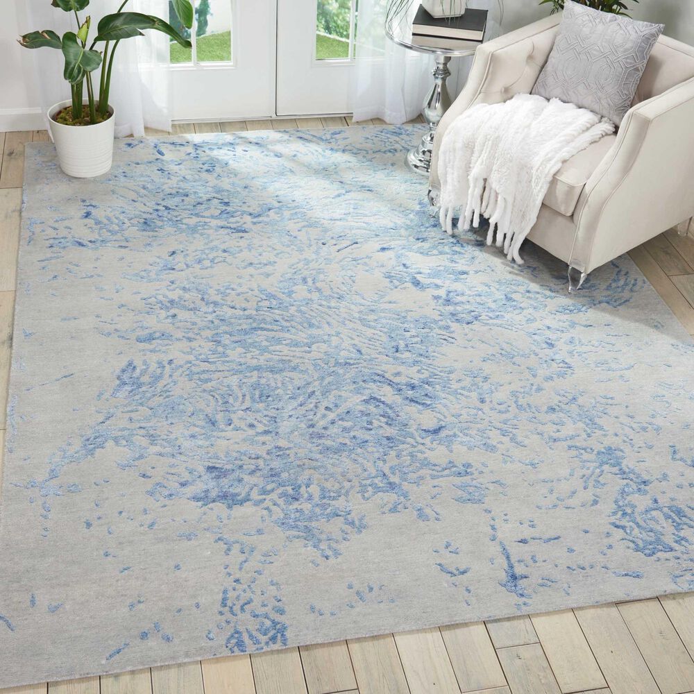 Nourison Silk Shadows 7&#39;9&quot; x 9&#39;9&quot; Grey and Blue Area Rug, , large