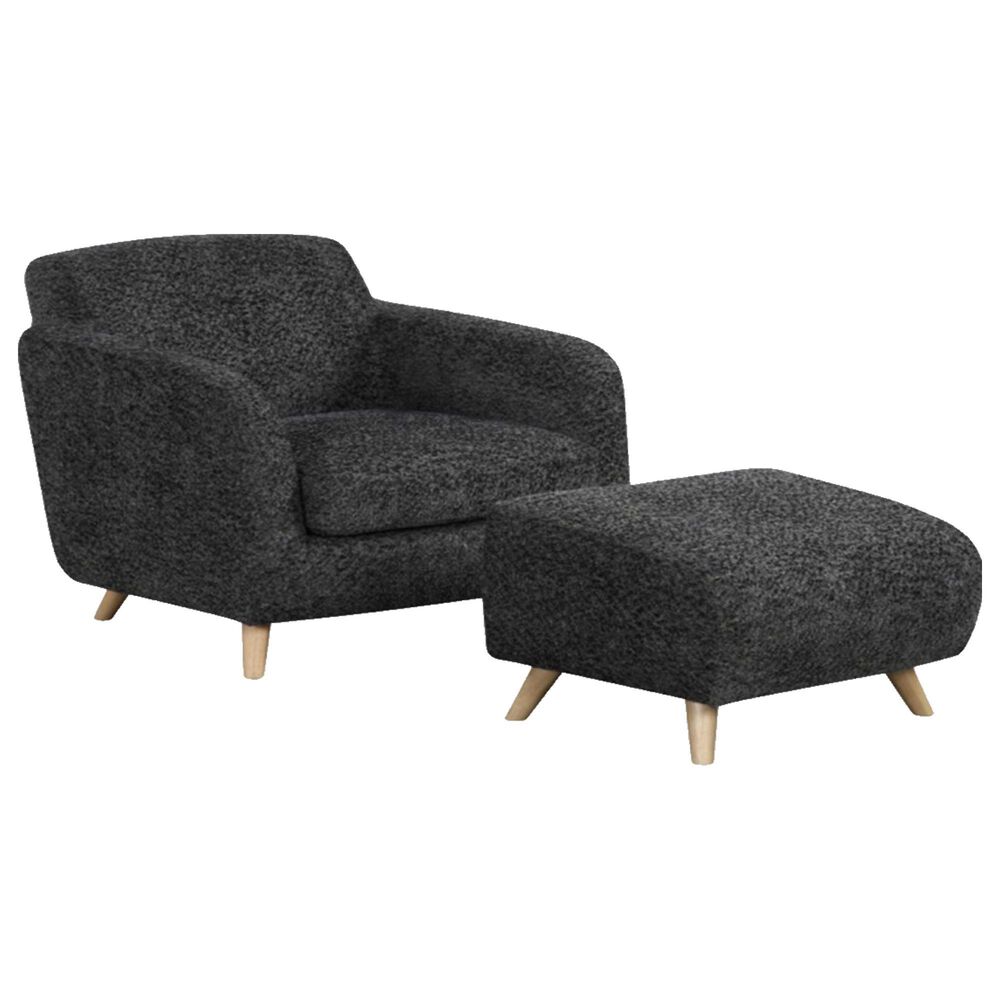 Aura Home Designs Joline Accent Chair and Ottoman in Charcoal, , large