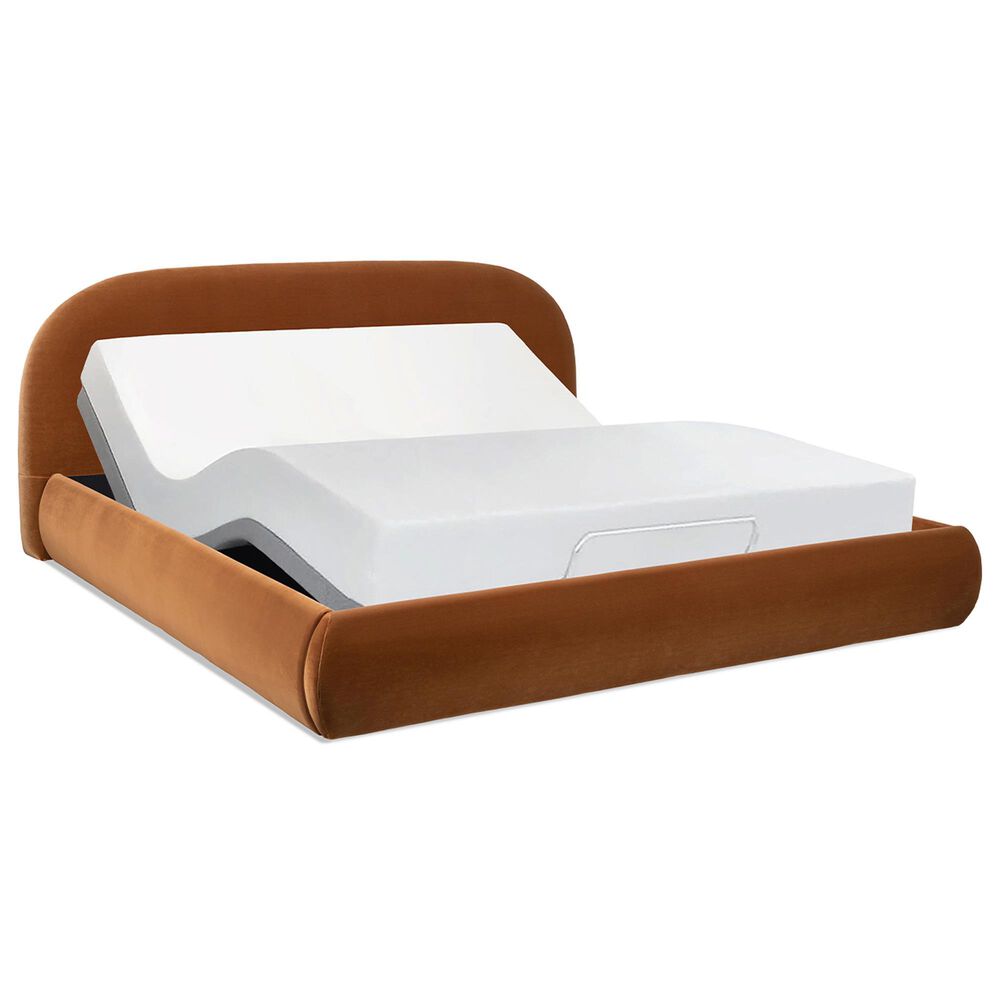 Jennifer Taylor Home Archie Upholstered Platform Bed Frame in Burnt Orange, , large