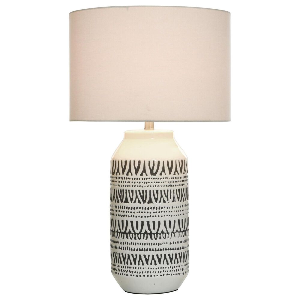 Flair Industries Patterned Table Lamp in White and Gray, , large