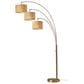 Adesso Bowery 3-Arm Arc Lamp and Shades in Antique Brass, , large