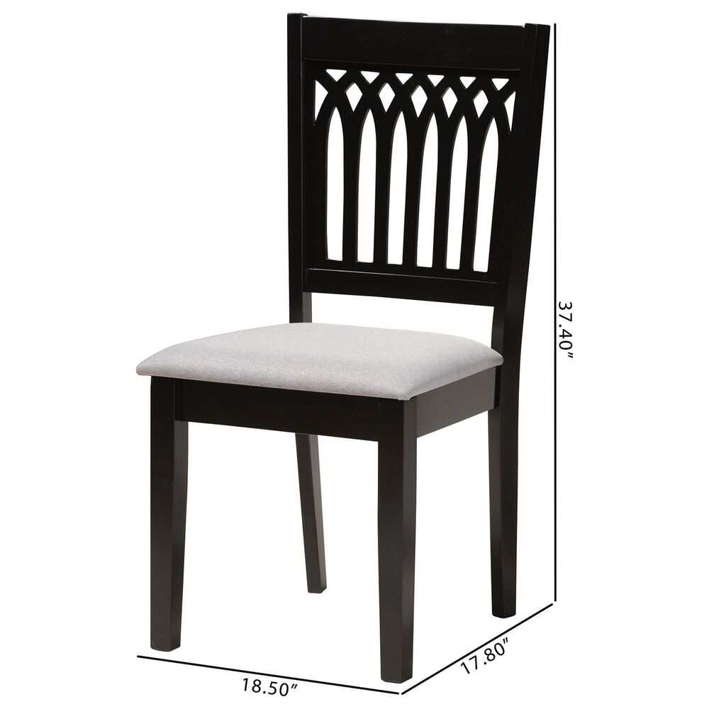 Baxton Studio Genesis Side Chair with Grey Cushion in Dark Brown (Set of 2), , large