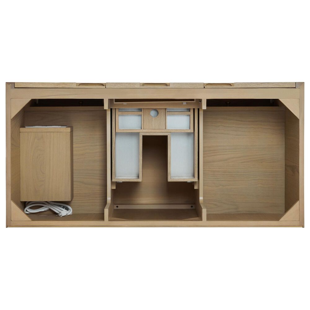 James Martin Vanities Solene 48&quot; Single Bathroom Vanity in Seaside Oak with 3 cm Arctic Fall Solid Surface Top and Rectangular Sink, , large