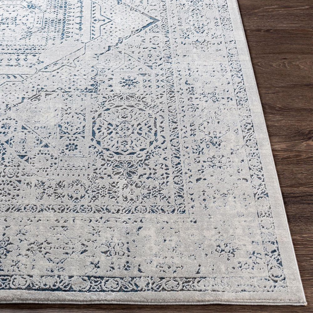 Surya Aisha AIS-2318 2&#39;7&quot; x 7&#39;7&quot; Charcoal, Gray, Off-White and Dark Blue Runner, , large