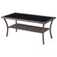 Sunwell Garden 41" Patio Rectangular Coffee Table with Glass Top in Brown, , large