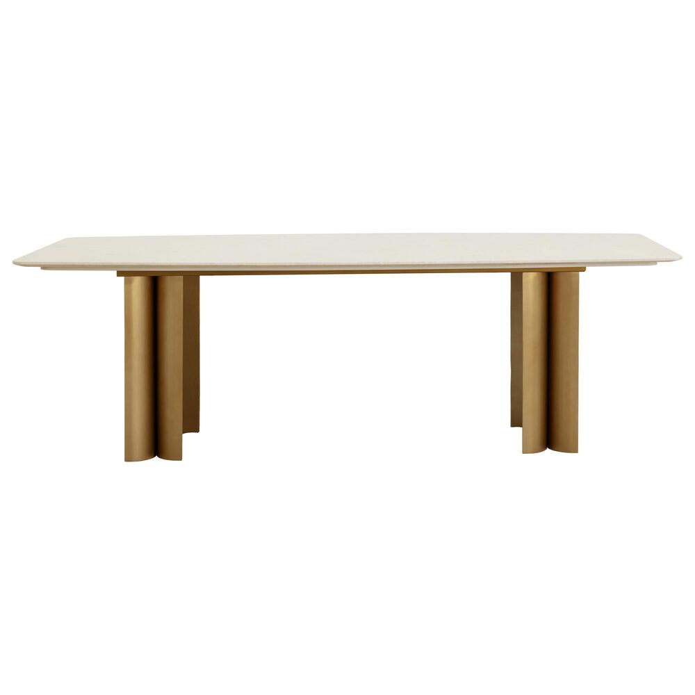 Club Collection By Sunpan Astara Dining Table in Cream and Antique Brass - Table Only, , large
