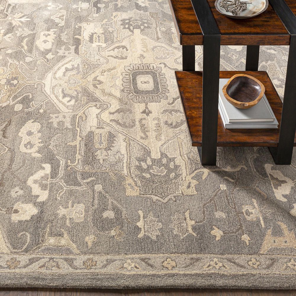 Surya Caesar 9&#39;9&quot; Square Charcoal, Taupe, Tan, Black, Light Beige and Brown Area Rug, , large
