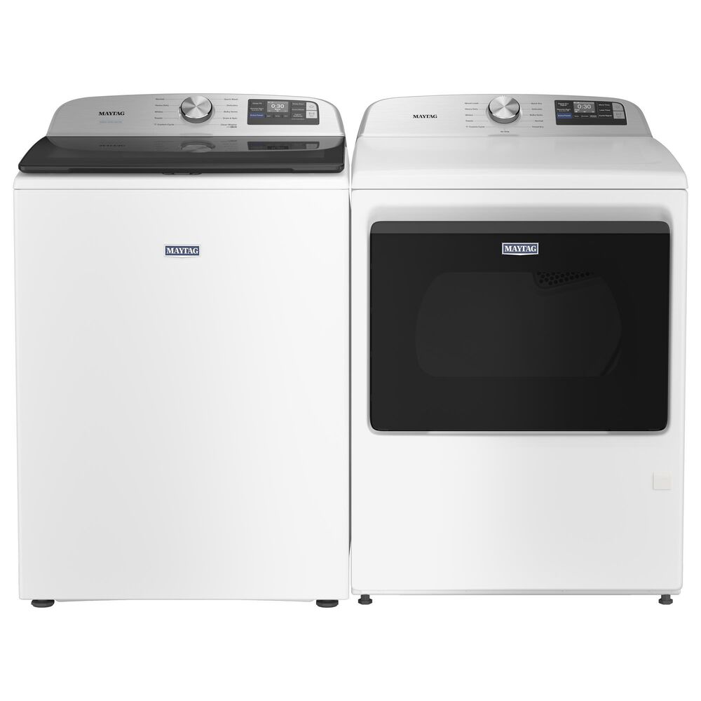 Maytag 5.2 Cu. Ft. Smart Top Load Washer and 7.4 Cu. Ft. Smart Gas Top Load Dryer Laundry Pair in White, , large