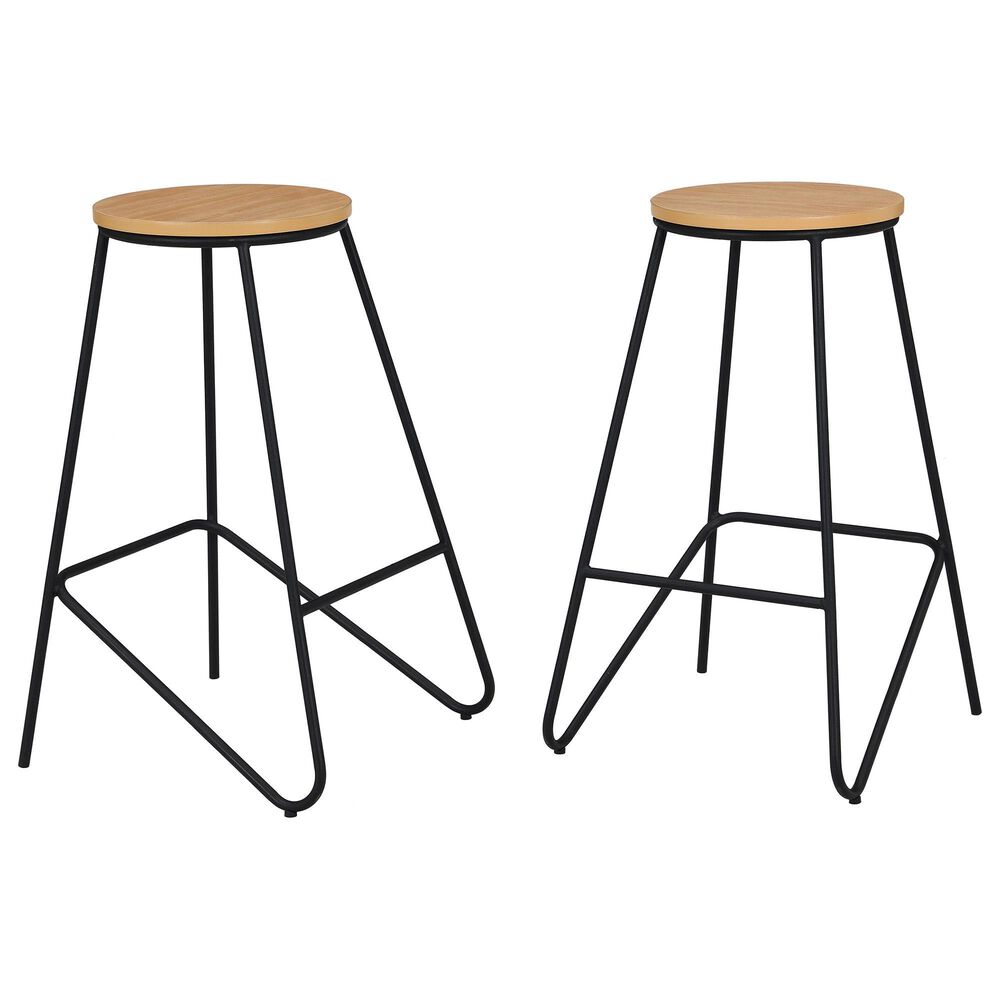 Carolina Chair and Table Thatcher 24" Stool in Natural/Black (Set of 2), , large