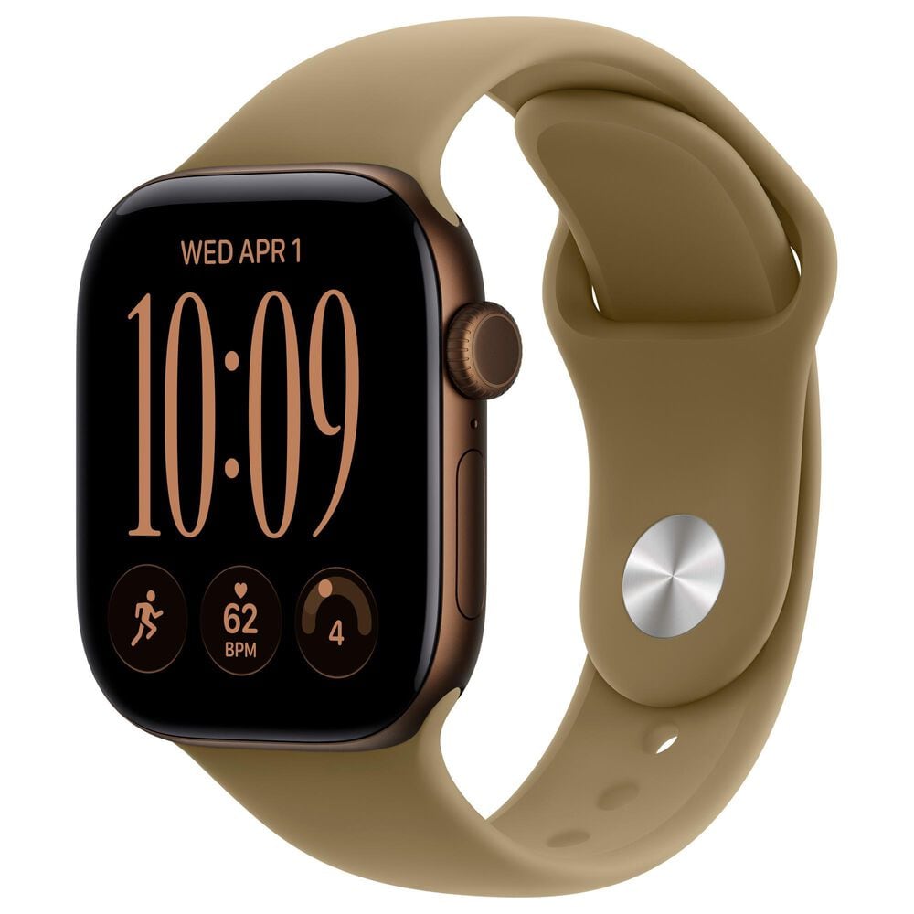Apple Watch Series 12 (GPS) 42mm Dark Bronze Aluminum Case with Olive Sport Band - M/L and 2-Year AppleCare+, , large