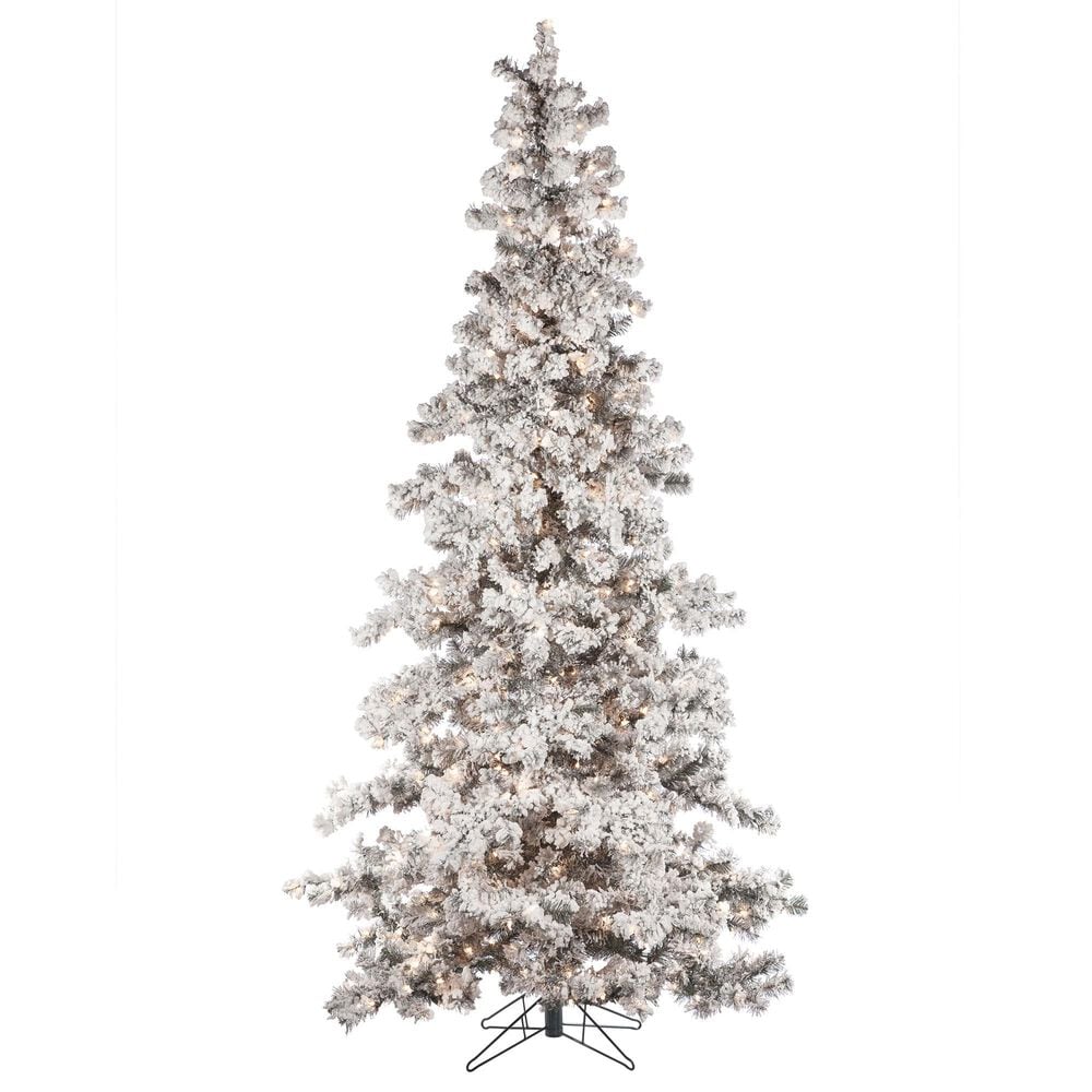 The Gerson Company 7.5" Pre-Lit Artificial Heavy Flocked Layered Spruce with White Lights in Green, , large