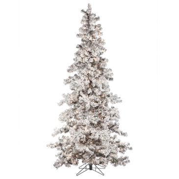 The Gerson Company 7.5" Pre-Lit Artificial Heavy Flocked Layered Spruce with White Lights in Green, , large