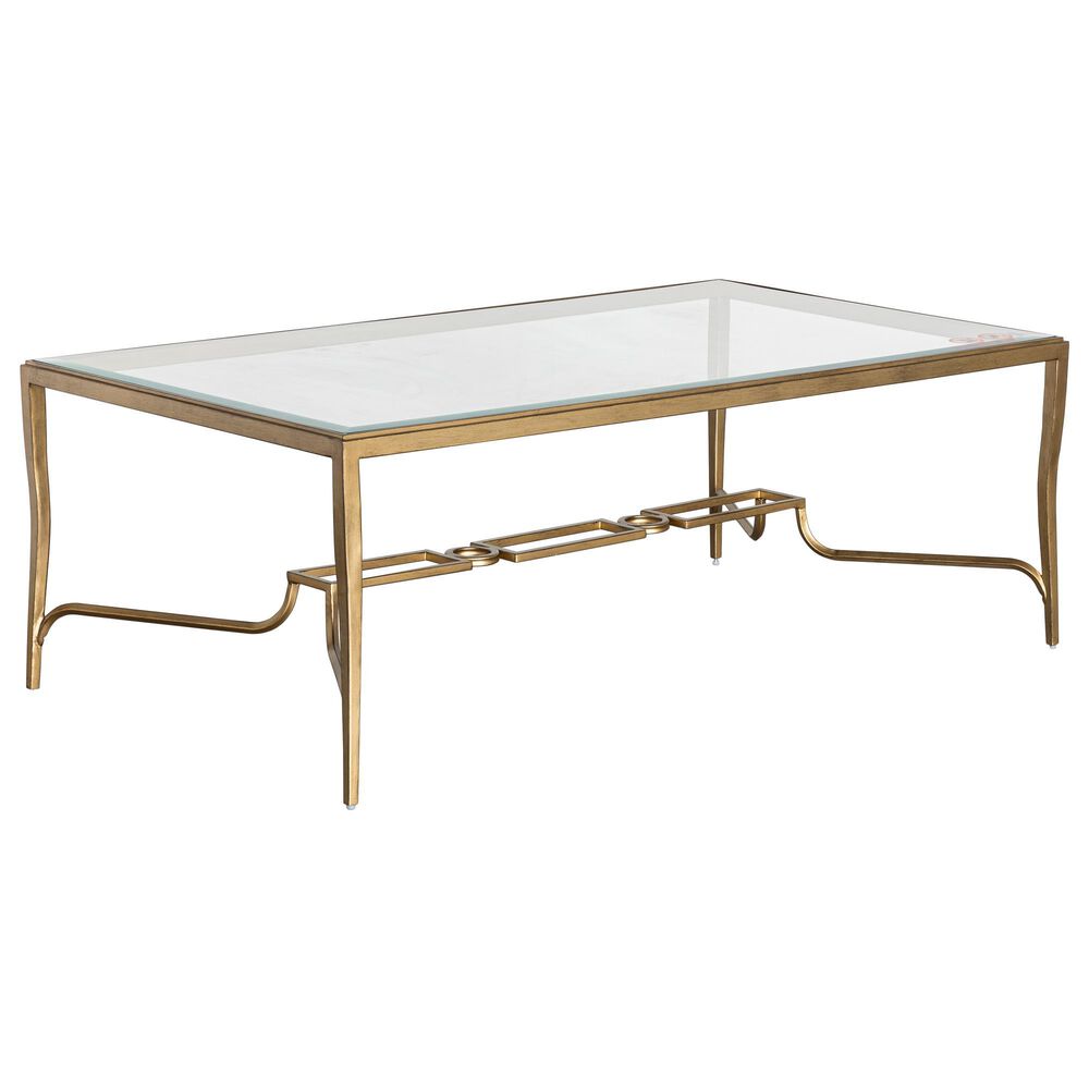 Nicolette Home Lorena Cocktail Table in Burnished Brass and Clear, , large