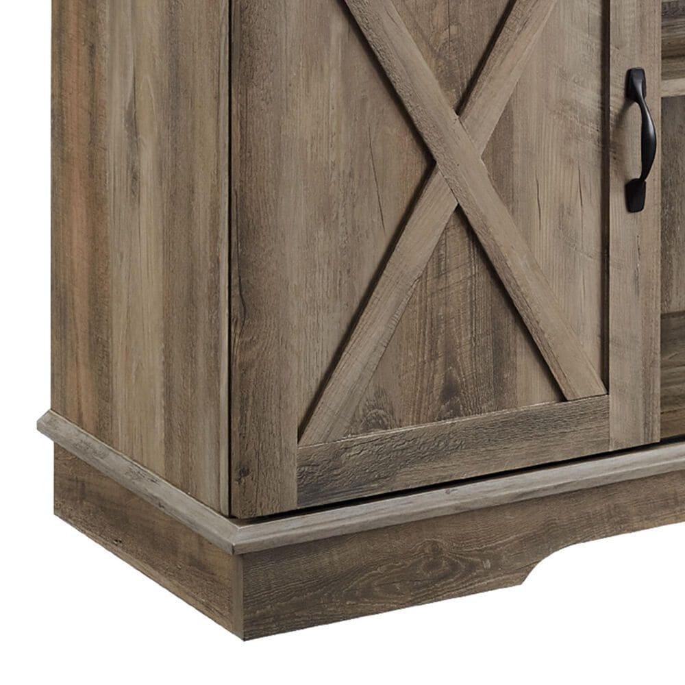 Walker Edison 58&quot; Sliding Barn Door TV Stand in Grey Wash, , large
