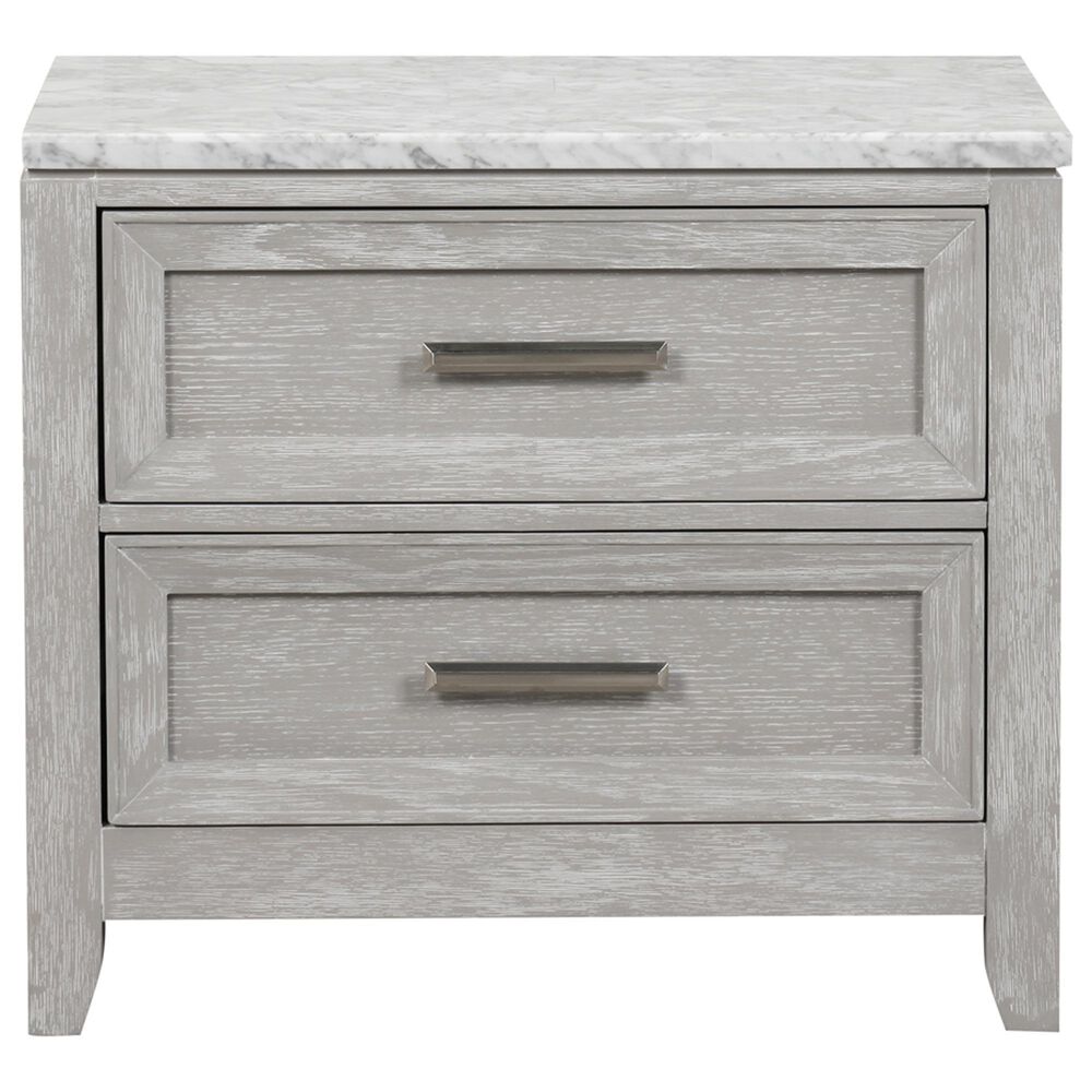 New Heritage Design Fiona 2-Drawer Nightstand in Mist Gray and White, , large