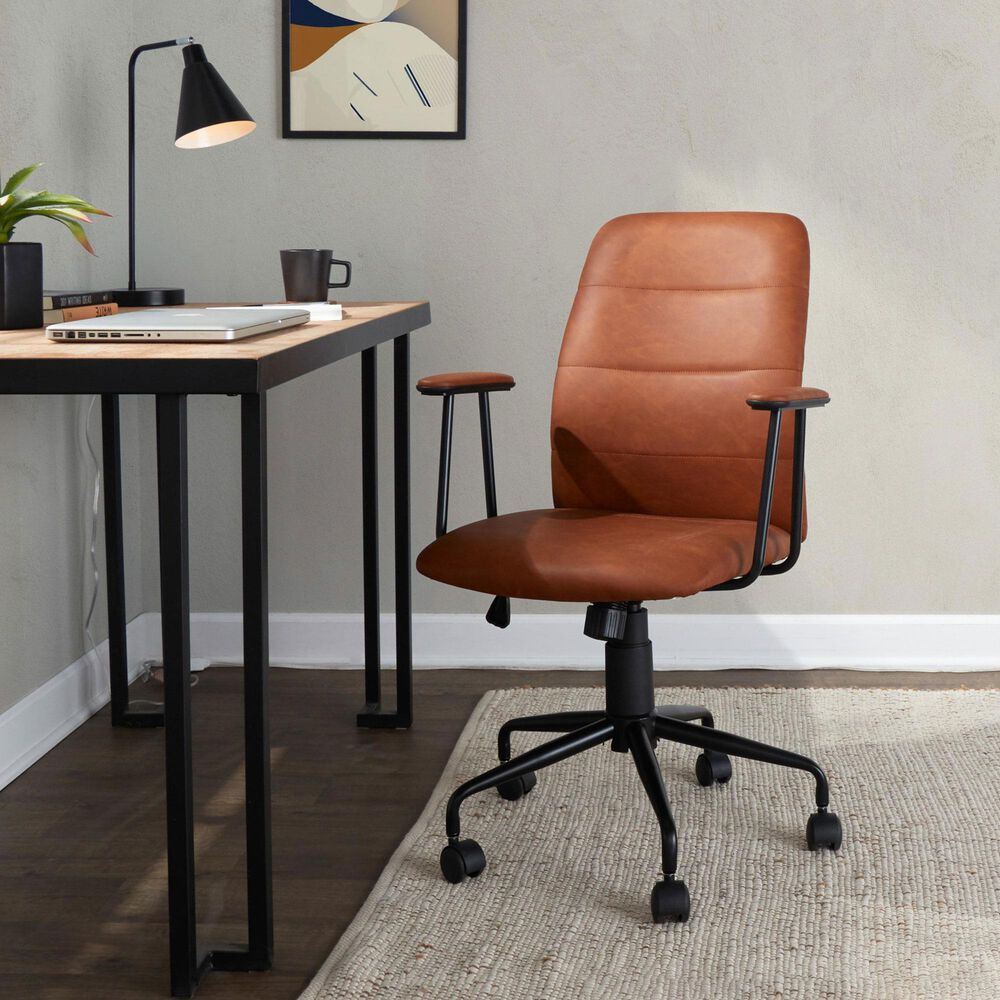 Lumisource Fredrick Office Chair with Brown Cushion in Black, , large