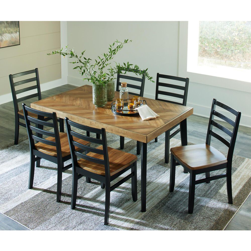 Ashley Blondon 7-Piece Rectangular Dining Set in Brown and Black, , large
