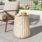 Hearth and Haven Outdoor Carved Side Table with Faux Natural Stone Texture in Gold, , large
