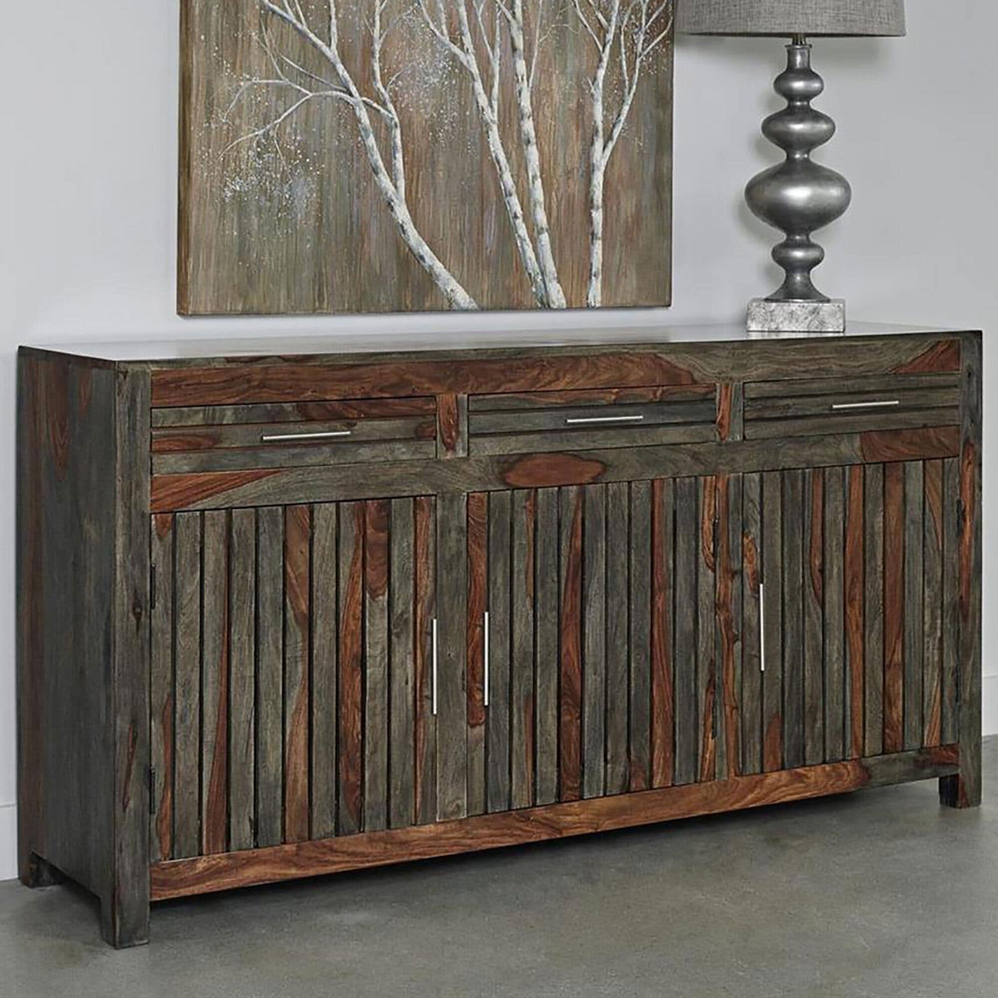 Grey wood credenza online