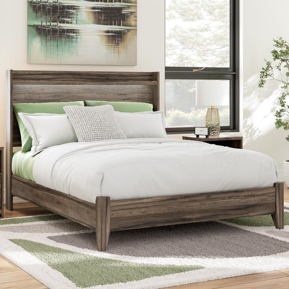 Ashley Elbrim Queen Panel Bed in Weathered Brown, , large