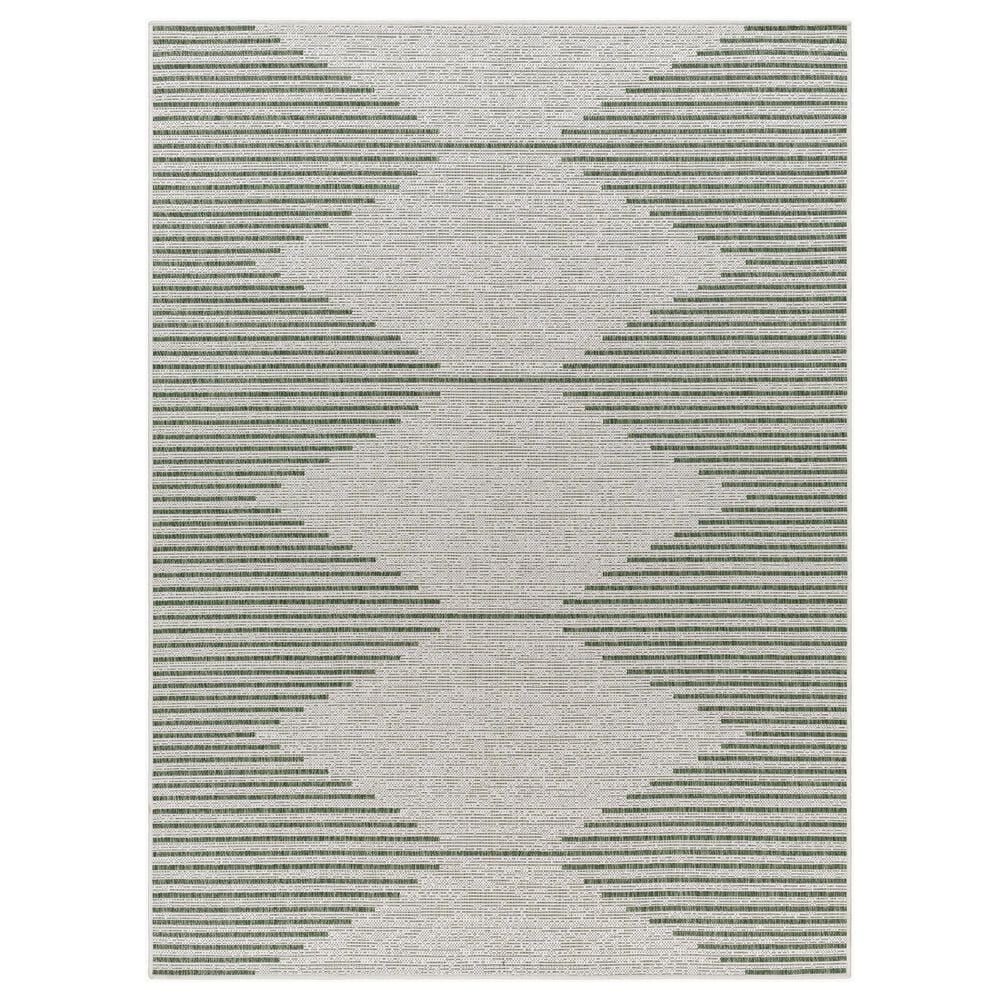 Surya Eagean 7"10" x 10"2" Grass Green, Ivory and Seafoam Indoor/Outdoor Area Rug, , large