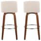 LumiSource Toriano Swivel Bar Stool with Cream Noise Fabric Upholstery in Walnut and Chrome (Set of 2), , large