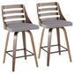 Lumisource Trevi Swivel Counter Stool with Grey Cushion in Walnut and Black (Set of 2), , large
