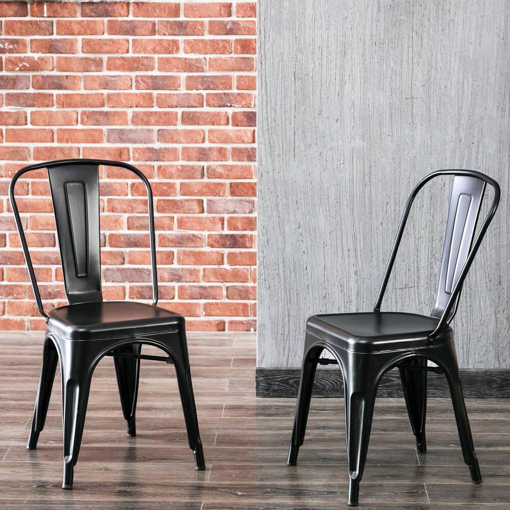 Carolina Cottage Adeline Metal Chair in Black (Set of 2), , large