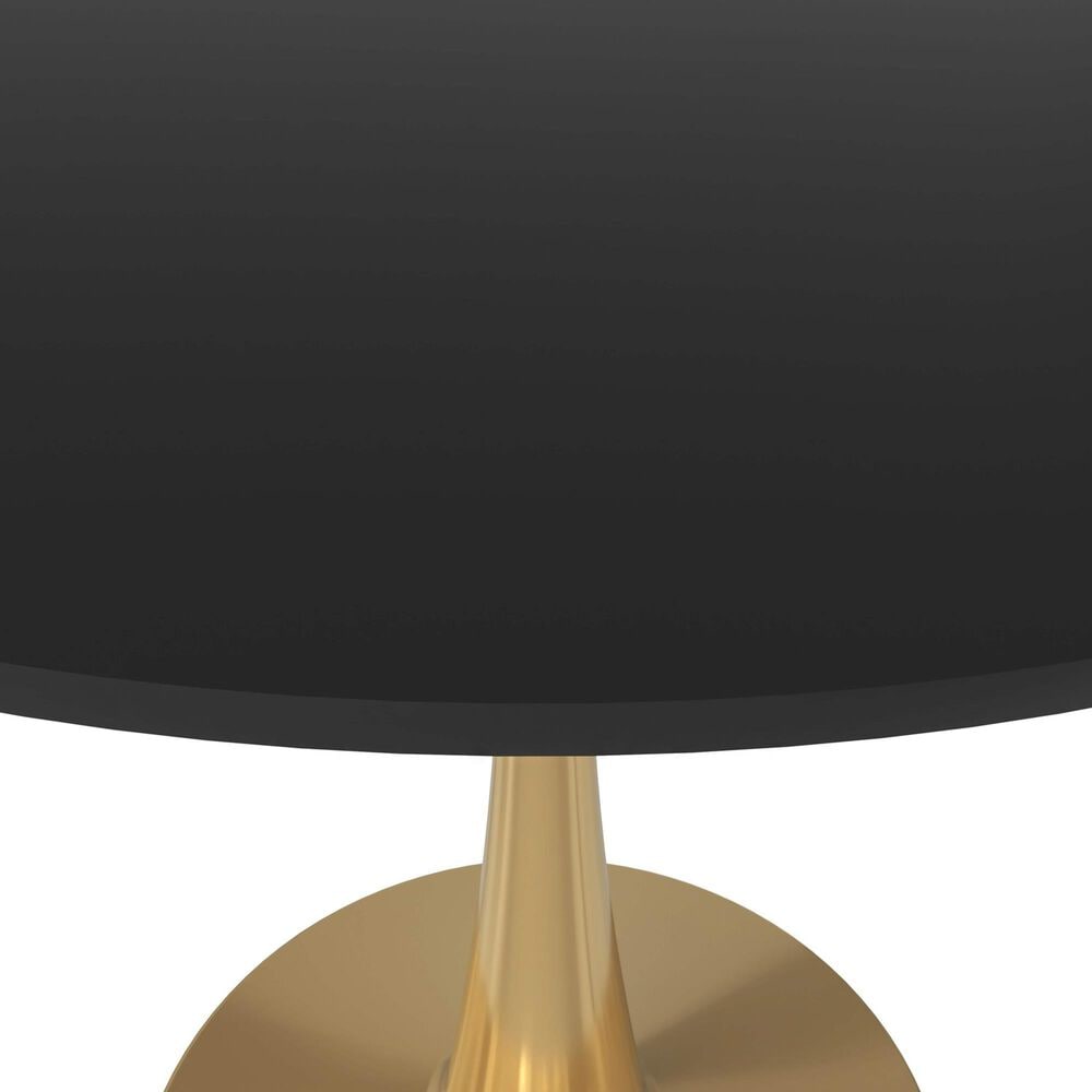 Leisuremod Leisuremod Bristol 35 round dining table Gold Base With Black Top, , large