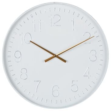 Maple and Jade Round Decorative Wall Clock in Polished White and Gold, , large
