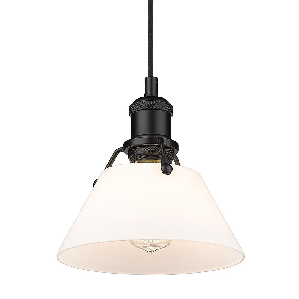 Golden Lighting Orwell 7&quot; Small Pendant with Opal Shade in Matte Black, , large