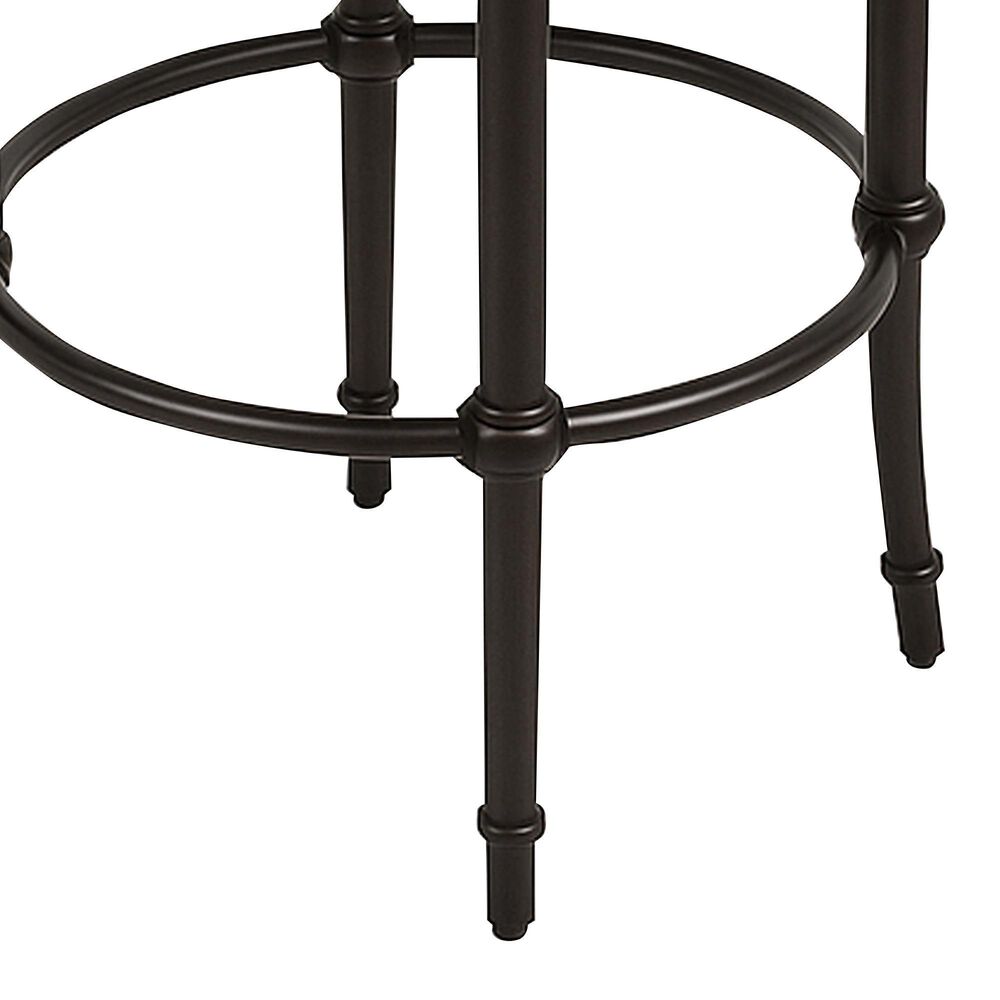 Armen Living Otis Swivel Counter Stool with Night Life Blue Upholstered in Black, , large