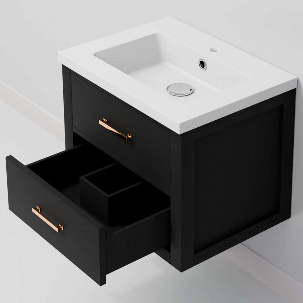 Lexora Home Castor 24" Single Bathroom Vanity in Black with White Acrylic Top and Rectangular Sink, , large
