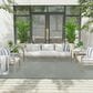 Nourison Courtyard Ivory and Aqua 8" x 10" Indoor/Outdoor Area Rug, , large