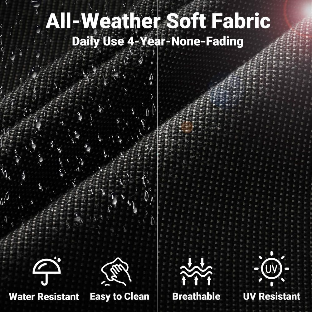 HOMLUX 4-Piece Patio Conversation Set with Grey Wicker in Black, , large