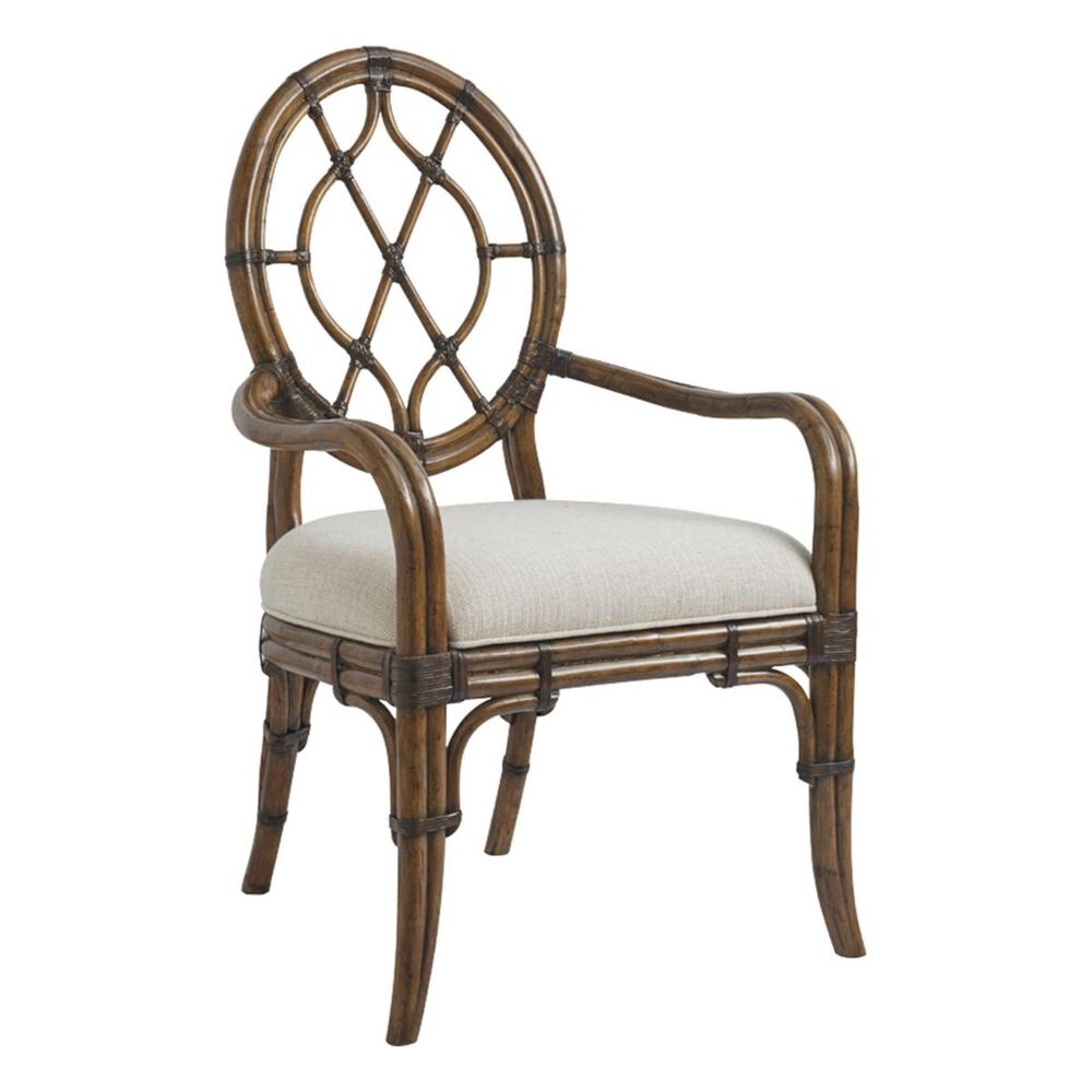 Tommy Bahama Home Bali Hai Cedar Key Oval Back Arm Chair in Warm Brown, , large