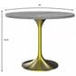 Leisuremod LeisureMod Verve Collection 36 Round Dining Table, Brushed Gold Base with Sintered Stone White Top, , large