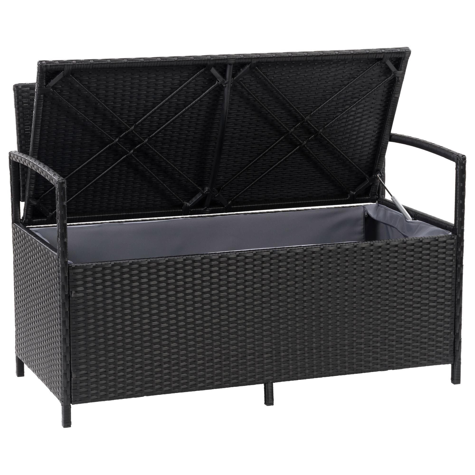 Black patio storage bench deals