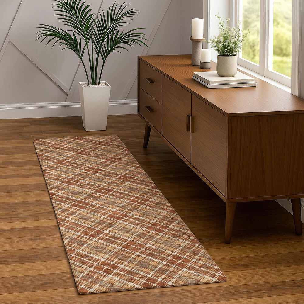 Dalyn Rug Company Soft Essentials Plaid Paprika 2'3" x 7'6" Indoor/Outdoor Runner, , large