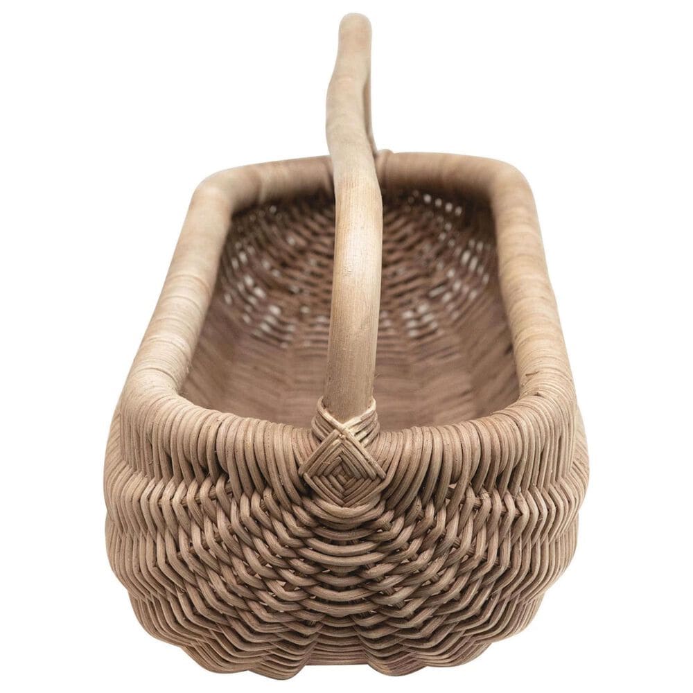 Creative Coop Hand Woven Rattan Basket with Handle in Natural, , large