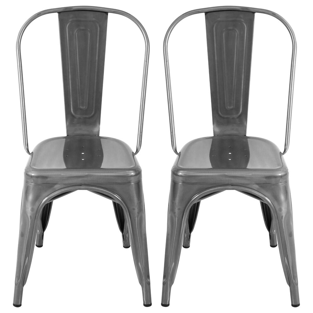 Lumisource Oregon Stackable Dining Chair in Brushed Silver/Brushed Silver &#40;Set of 2&#41;, , large