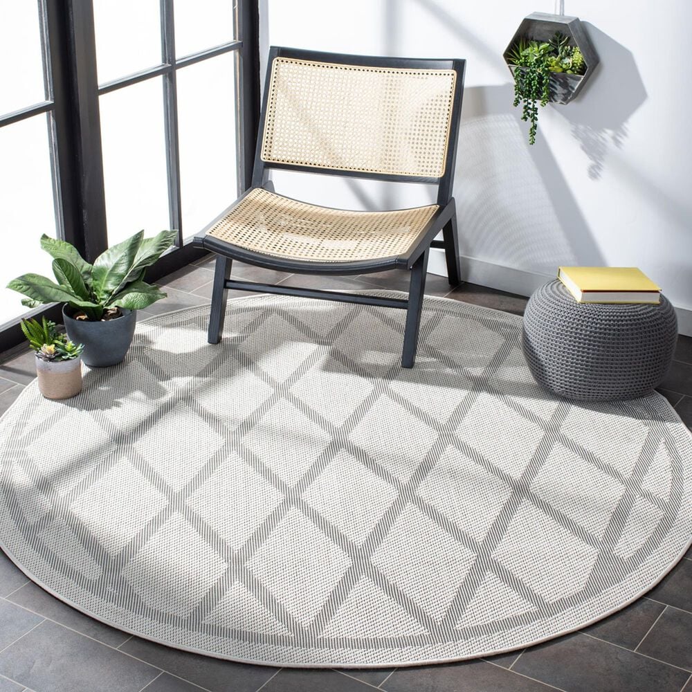 Safavieh Bermuda BMU805A 6&#39;7&quot; Round Ivory and Light Grey Indoor/Outdoor Area Performance Rug, , large