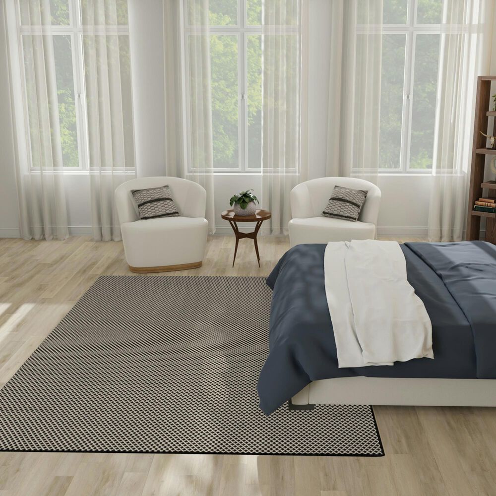Nourison Courtyard Black and White 6&#39; x 9&#39; Indoor/Outdoor Area Rug, , large