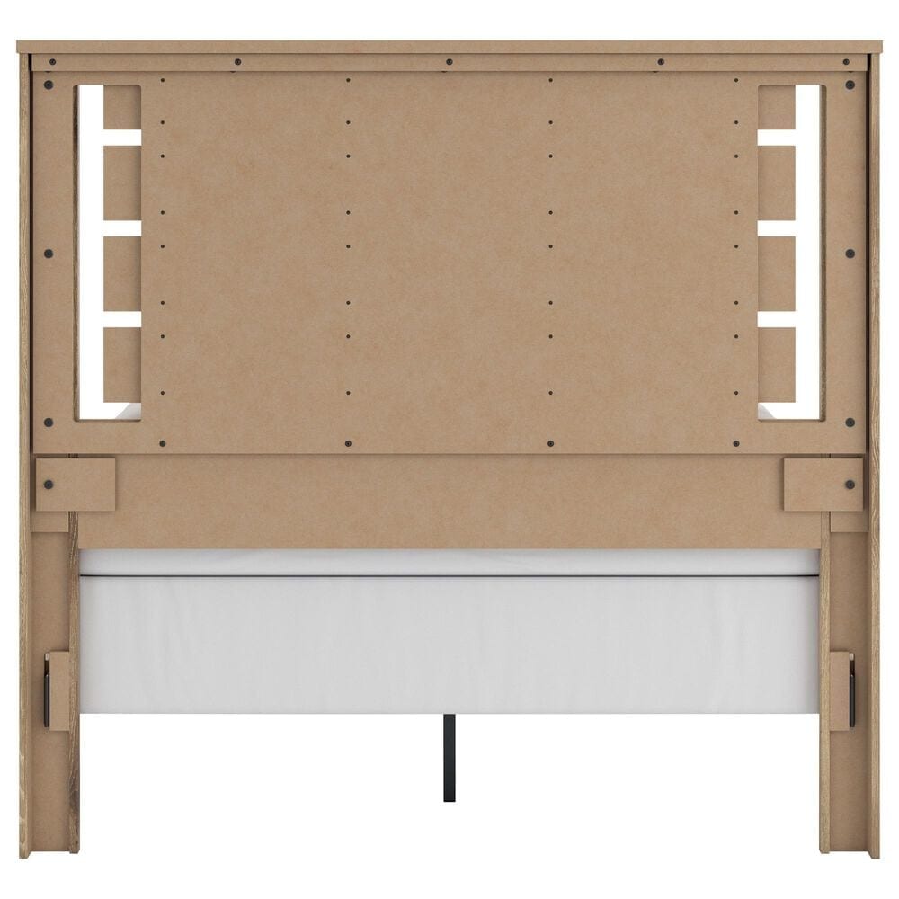 Ashley Brozmont Queen Panel Bed with Two Nightstands in Natural Brown, , large
