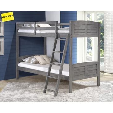 Little Dreamer Louver Twin over Twin Bunk Bed in Antique Grey, , large
