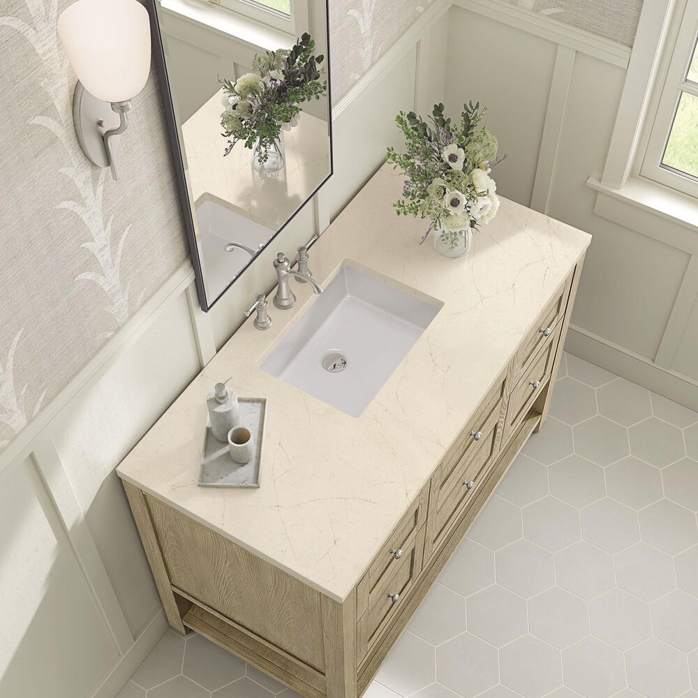James Martin Vanities Breckenridge 48&quot; Single Vanity in Whitewashed Oak with 3 cm Eternal Marfil Quartz Top, , large