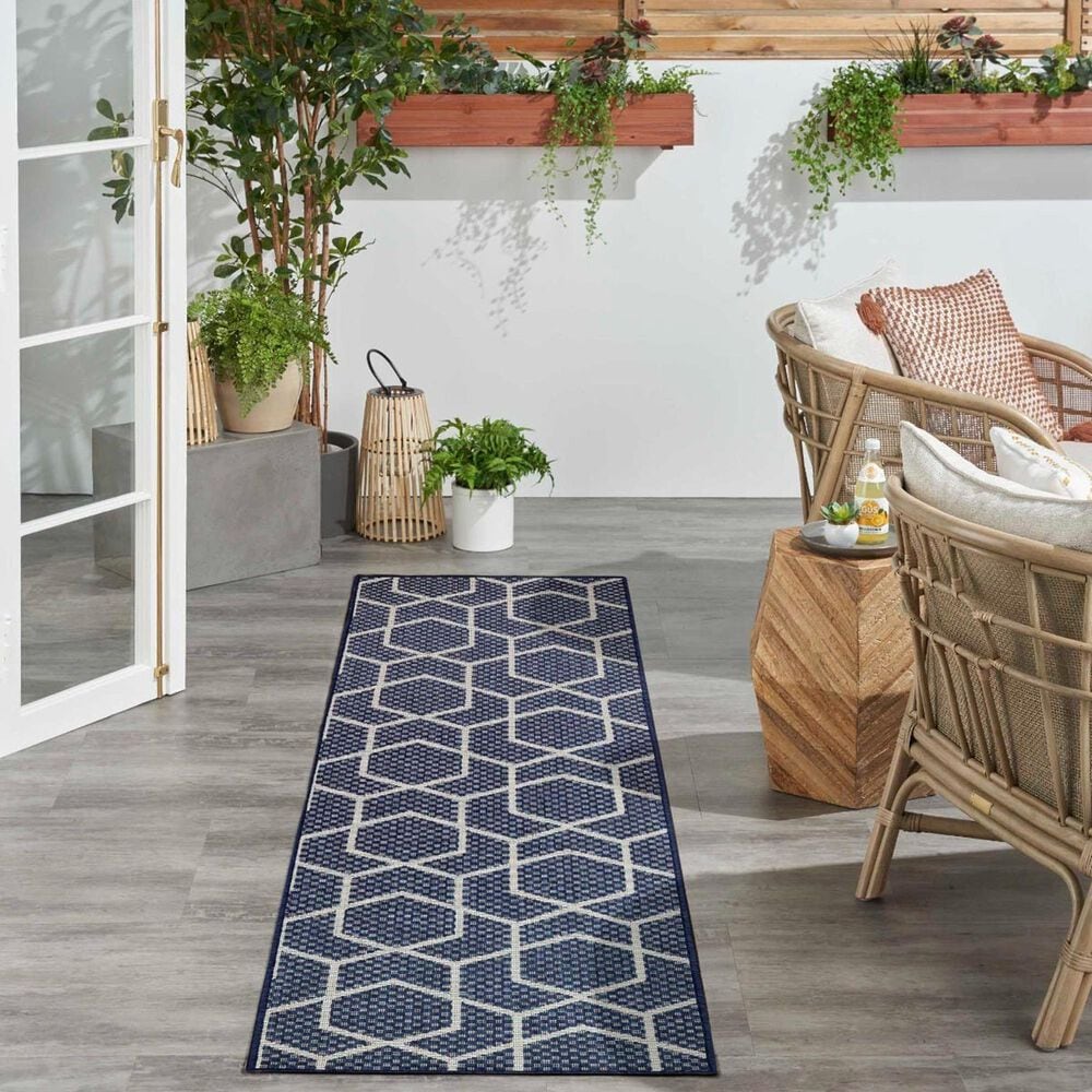 Nourison Horizon HOZ01 Navy 2&#39; x 6&#39; Indoor/Outdoor Runner, , large