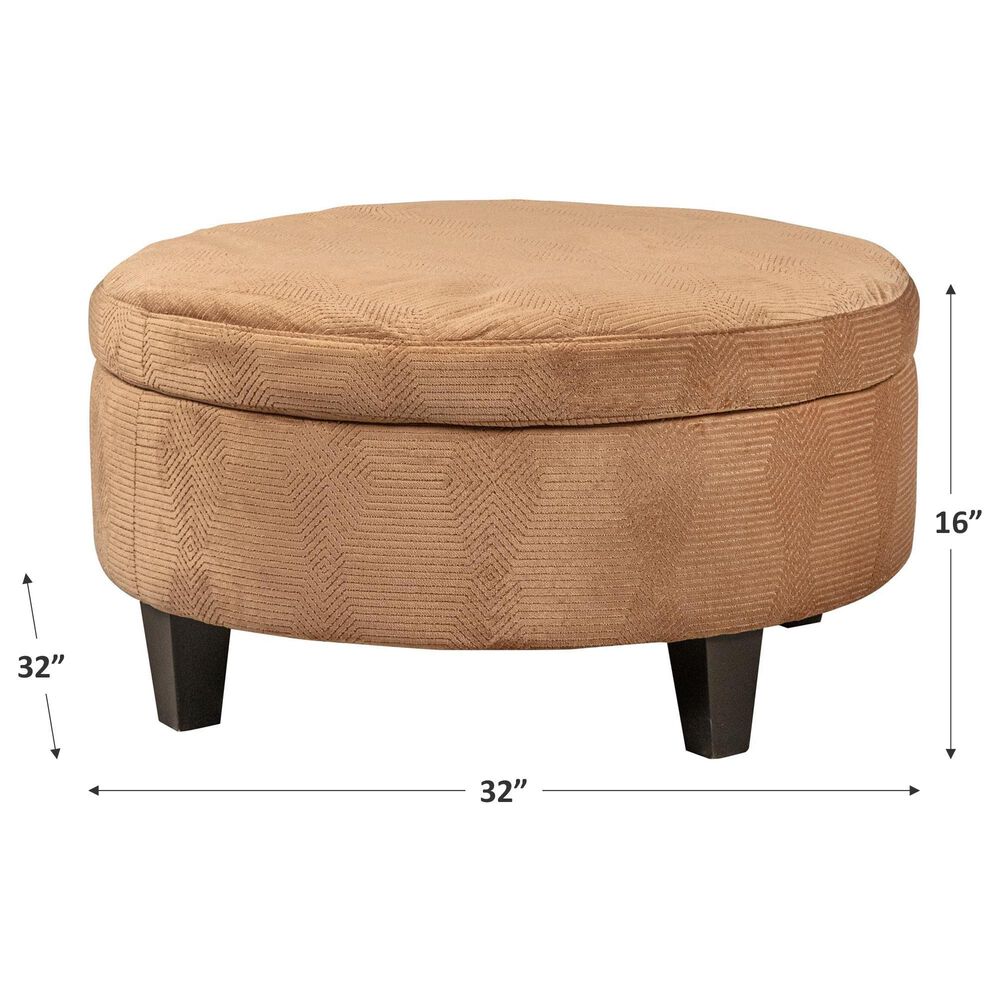 Jonathan Louis Orion Round Storage Ottoman in Maya Caramel, , large