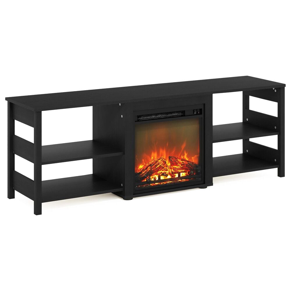 Noviland 63" Fireplace TV Stand with Storage Shelves in Americano, , large