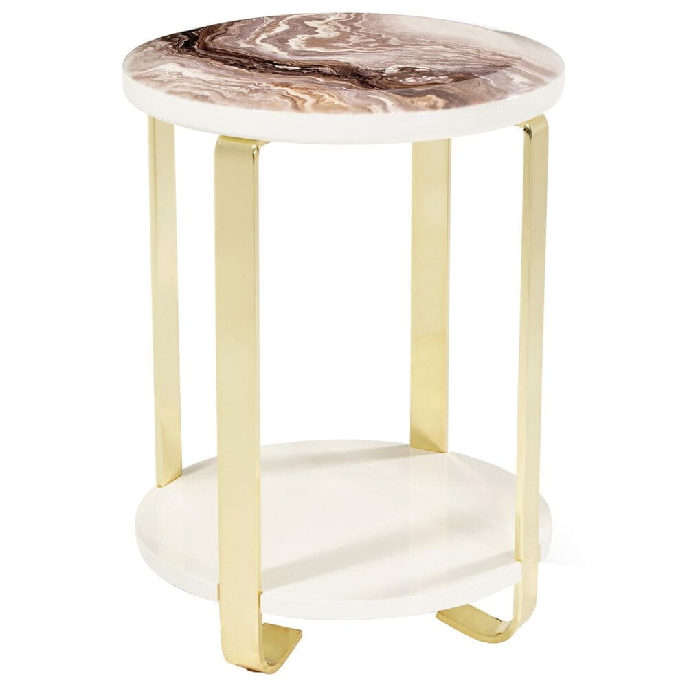 Vista Haus Ariana Chairside End Table in Gold and White, , large